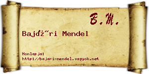 Bajári Mendel névjegykártya